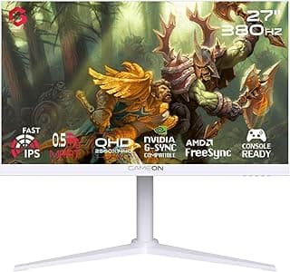 جيم اون شاشة العاب ارتيك برو من سلسلة GOAP27QHD380IPS، شاشة العاب بيضاء 27 انش، 2560×1440p QHD IPS سريع، 380Hz، 0.5 مللي ثانية، 2.1 HDMI، مع حامل، فري سينك وجي سينك، تدعم HDR400، PS5، VRR