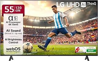 LG تلفزيون LED ذكي بدقة 4 كيه الترا اتش دي مقاس 139 سم (55 بوصة) 55UQ7500PSF (اسود سيراميك)