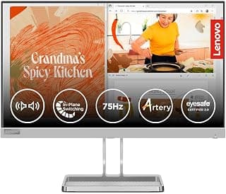 لينوفو L22i-40، 22 انش (54.6 سم)، IPS، FHD، 75Hz، رمادي، 4 مللي ثانية، AMD فري سينك، 99% sRGB، مكبرات صوت 2×3 واط، HDMI 1.4، VGA، حامل امالة، شاشة كفالة 3 سنوات