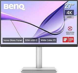 بين كيو شاشة MA270UP 27 انش 4K 3840x2160 لماك بوك® برو/اير، منفذ USB-C مزدوج، توصيل طاقة 90 واط، مطابقة الوان ماك، موزع USB، التحكم في السطوع ومستوى الصوت على ماك، حامل قابل للتعديل الارتفاع والامالة