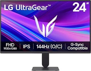 24G411A-B 24-inch Ultragear Full HD (1920 x 1080) IPS Gaming Monitor, 144Hz (O/C), 1ms MBR, NVIDIA G-Sync Compatible, AMD FreeSync, HDR10, HDMI, DisplayPort, Slim Stand, Black