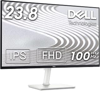 شاشة DELL S2425H مقاس 24 بوصة بدقة FHD (1920×1080)، 100 هرتز، بتقنية IPS، 4 مللي لكل ثانية، 99% sRGB، مكبرات صوت مدمجة، اطار نحيف للغاية، 2× HDMI، ضمان 3 سنوات، باللون الأبيض