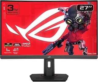 اسس شاشة العاب روج ستريكس منحنية 27 انش 1440P USB-C HDR (XG27WCMS) - QHD، 280Hz، 1 مللي ثانية، مزامنة ضبابية حركة منخفضة للغاية، فري سينك بريميوم، ديسبلاي ويدجيت، مقبس ثلاثي القوائم، العاب ذكاء