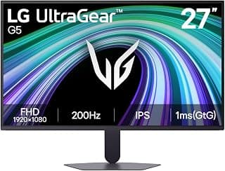 UltraGear™ G5 27G523B-B 27 inch FHD 200Hz IPS Gaming Monitor | sRGB 99%, HDR10, 1ms GtG, G‑SYNC Compatible, FreeSync Premium, HDMI & DisplayPort, Tilt Adjustable Stand