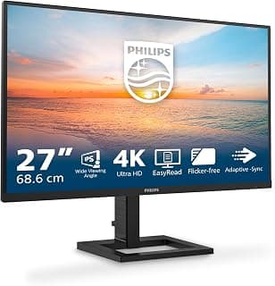 فيليبس 27E1N1900AE - شاشة 27 بوصة فائقة الوضوح قابلة للتعديل في الارتفاع، مع مكبر صوت، HDR10 (3840x2160، 60 هرتز، 2x HDMI 2.0، USB-C (65W PD)، موزّع USB) باللون الأسود
