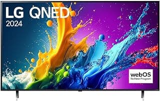 LG تلفزيون QNED80 الذكي 75 بوصة QNED80 بدقة 4 كيه بتقنية الذكاء الاصطناعي مع خاصية HDR 10 webOS24، اسود