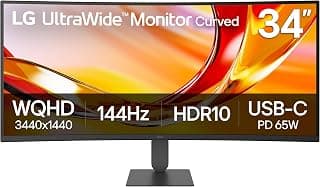 LG 34U640B-B شاشة منحنية فائقة الاتساع WQHD 144Hz فري سينك بريميوم 34 انش