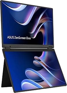 ZenScreen Duo Dual 14" 360° Foldable Portable Monitor (MB14FCD) - 16:10, 1920x1200 Full HD, IPS, Power Pass-Through, Dual USB-C, Mini-HDMI, Eye Care, Auto-Rotate, Sleek Design, 3 yr Warranty