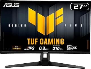 اسس شاشة العاب تي يو اف VG279QM1A: 27 انش، FHD (1920×1080)، 280Hz (OC)، تقنية IPS سريعة، مزامنة ELMB، 1 مللي ثانية (GTG)، فري سينك بريميوم™، متوافقة مع جي سينك، متغير اوفر درايف - اسود