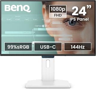 بين كيو شاشة مكتب منزلية GW2490TC 23.8 انش 1080p FHD 144Hz IPS للعناية بالعين، USB-C 1920x1080، محسن بصري، خالية من الوميض، ضوء ازرق منخفض، اطار رفيع للغاية، معتمدة من تي يو في، تصميم مريح، العناية
