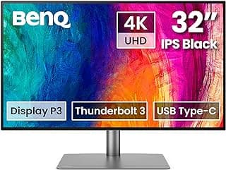 بين كيو شاشة PD3225U 32 انش 4K لماك والمصممين، 3840x2160 UHD، 2000:1 IPS، ثاندربولت 3، شاشة P3، DCI-P3، sRGB، Rec.709، HDR، تقنية ايه كيو كولور، معايرة المصنع، هوت كي بوك G2، مزامنة اي سي سي، كيه في