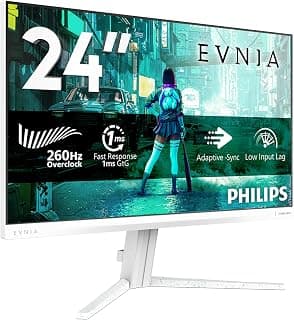فيليبس شاشة العاب 24M2N3201PL 61 سم FHD، 260Hz، لوحة IPS سريعة، 1 مللي ثانية جي تي جي، مزامنة تكيفية، HDR10، متوافقة مع جي سينك (1920x1080 HDMI 1x 2.0 DP 1x 1.4) ابيض