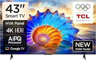 43V6D Television 43 Inch Smart TV 4K UHD HDR 10+ Gaming Google TV, Dynamic Color Enhancement, Dolby Vision Atmo, DTS Virtual X, MEMC, Game Master with Slim Design (2026 Model)