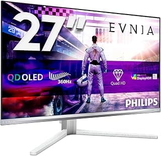 فيليبس شاشة العاب QHD OLED 27M2N8500 من ايفنيا 27 انش، 360 هرتز، 0.03 مللي ثانية، HDR400، فري سينك. بريم، تكوين جي سينك. (2560x1440، 2x HDMI 2.1، 1x DP 1.4، موزع USB) ابيض