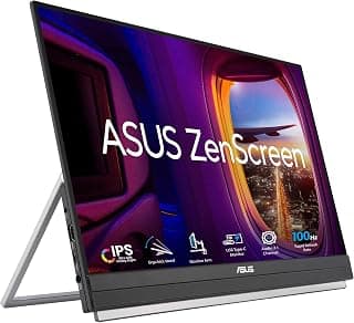 اسس شاشة زين سكرين محمولة 22 انش (21.5 قابلة للعرض) 1080P (MB229CF) - FHD IPS، 100Hz، USB-C، عناية بالعين، مكبرات صوت، مقبض حمل، مسند، ذراع مشبك C، خطاف تقسيم، مضخم صوت، ضمان 3 سنوات