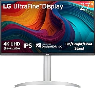 27UP650K-W 27-inch Ultrafine 4K UHD (3840 x 2160) IPS Computer Monitor, 60Hz, 5ms, DisplayHDR 400, Reader Mode, Flicker Safe, HDMI, DisplayPort, Tilt/Height/Pivot Adjustable Stand, White