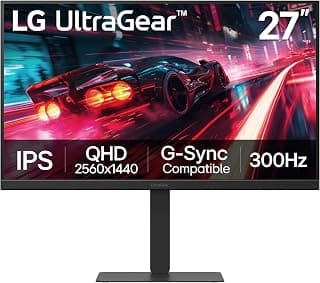 27G640A-B 27-inch Ultragear QHD (2560 x 1440) IPS Gaming Monitor, 300Hz, 1ms, NVIDIA G-Sync, AMD FreeSync Premium, VESA DisplayHDR 400, HDMI 2.1, USB Type-C, Tilt/Height/Swivel/Pivot Stand, Black